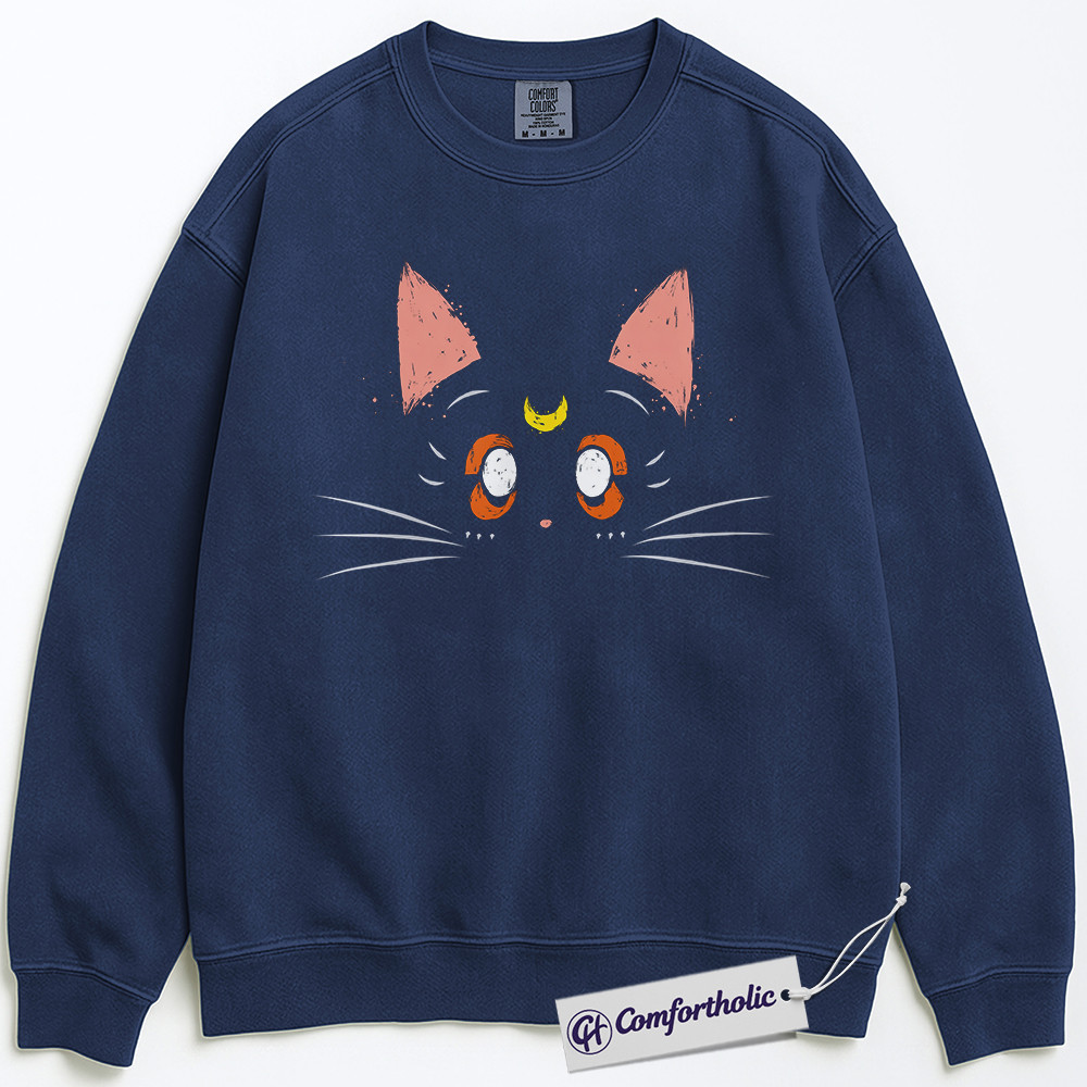 Luna Cat Sweatshirt, Sailor Moon Sweatshirt, Anime Graphic Pullover, Comfort Colors Sweatshirt - Image 3