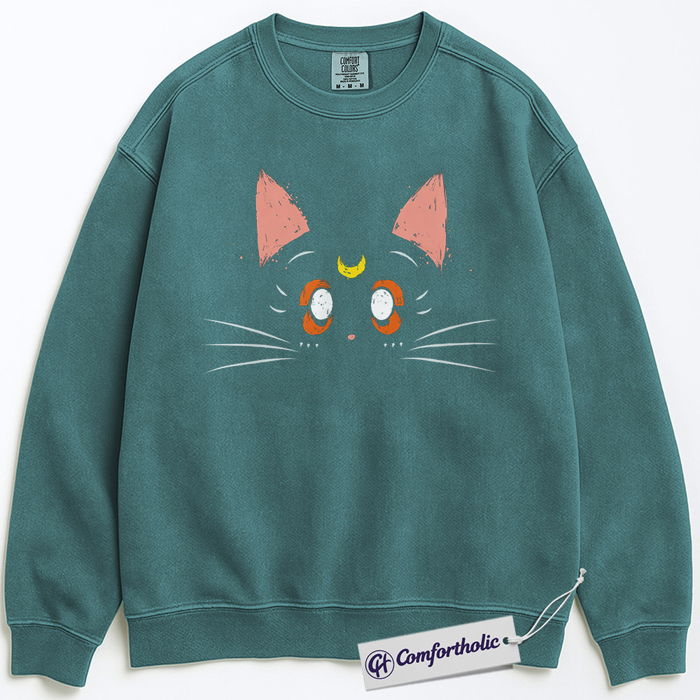 Luna Cat Sweatshirt, Sailor Moon Sweatshirt, Anime Graphic Pullover, Comfort Colors Sweatshirt - Image 6