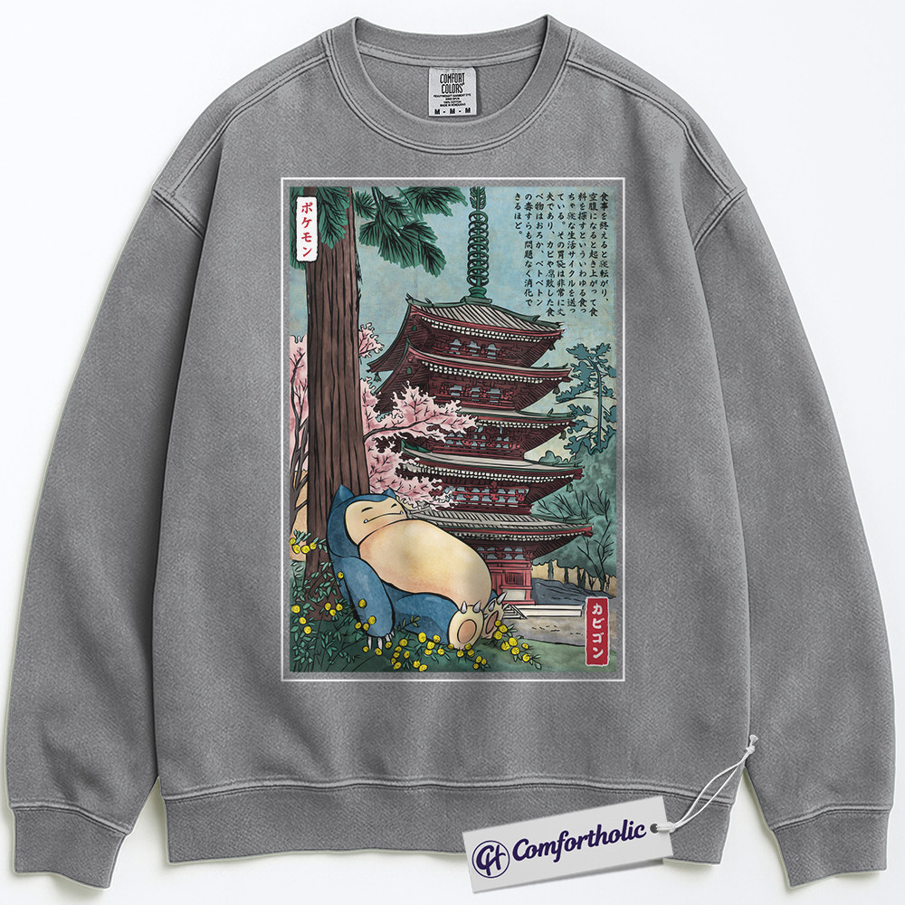 Snorlax Sweatshirt, PKM Sweatshirt, Anime Graphic Pullover, Comfort Colors Sweatshirt - Image 3