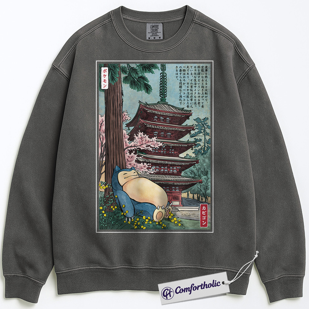 Snorlax Sweatshirt, PKM Sweatshirt, Anime Graphic Pullover, Comfort Colors Sweatshirt - Image 4