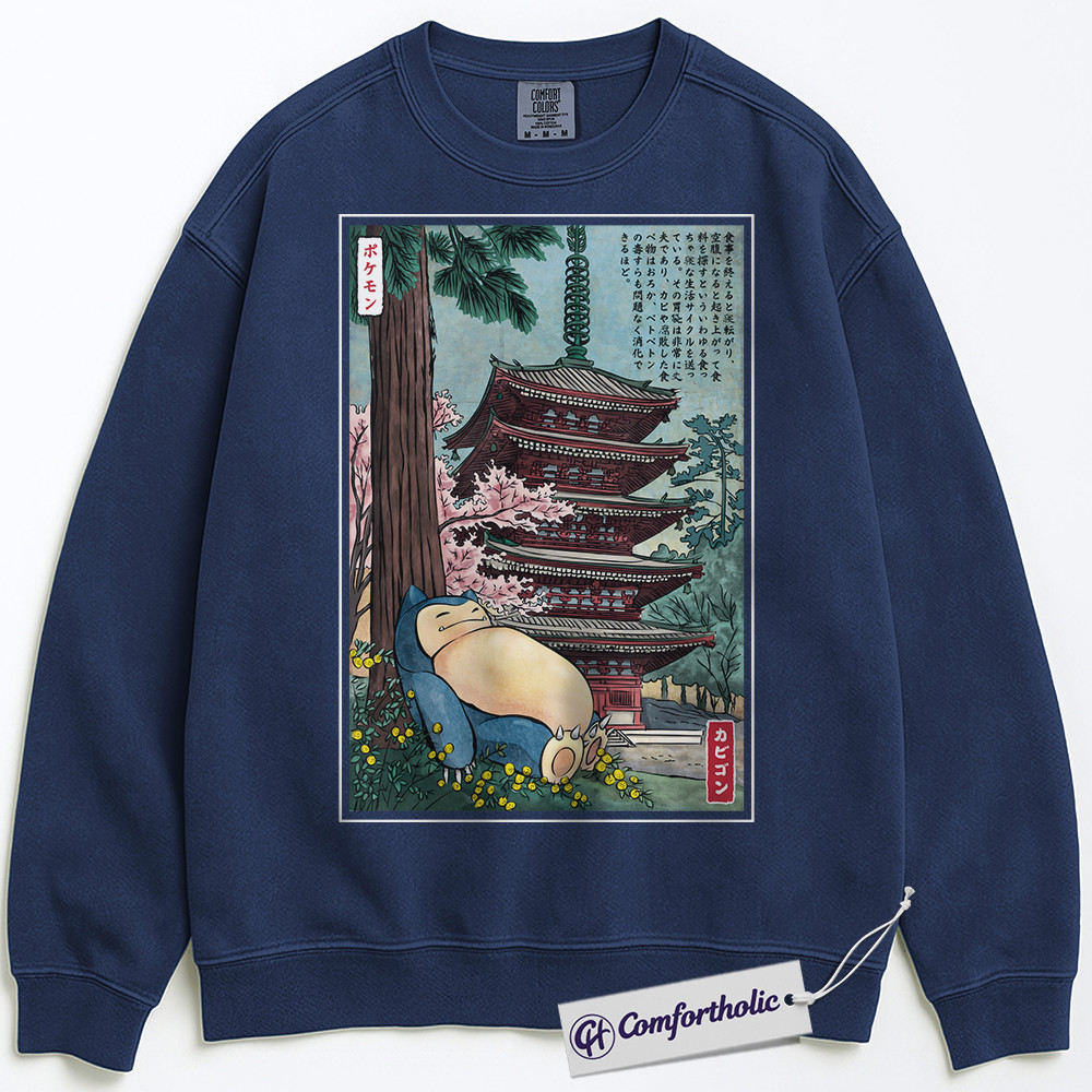 Snorlax Sweatshirt, PKM Sweatshirt, Anime Graphic Pullover, Comfort Colors Sweatshirt - Image 5