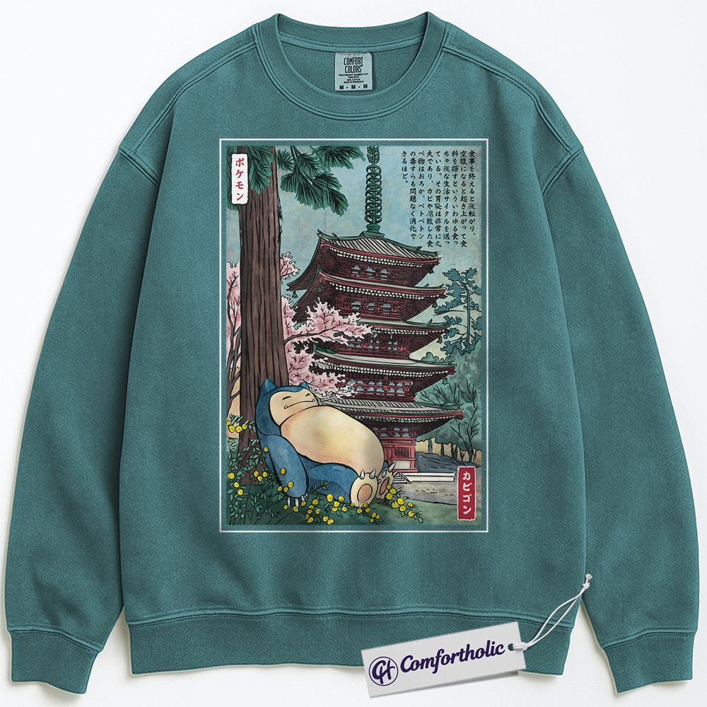 Snorlax Sweatshirt, PKM Sweatshirt, Anime Graphic Pullover, Comfort Colors Sweatshirt - Image 7