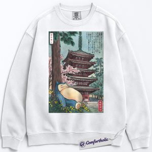 Alternative view of Snorlax Sweatshirt, PKM Sweatshirt, Anime Graphic Pullover, Comfort Colors Sweatshirt