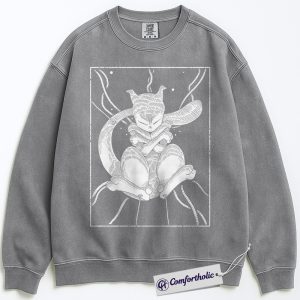 Alternative view of Mewtwo Sweatshirt, PKM Sweatshirt, Anime Graphic Pullover, Comfort Colors Sweatshirt