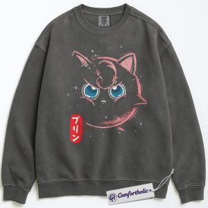 Alternative view of Jigglypuff Sweatshirt, PKM Sweatshirt, Anime Graphic Pullover, Comfort Colors Sweatshirt