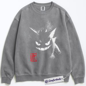 Alternative view of Gengar Sweatshirt, PKM Sweatshirt, Anime Graphic Pullover, Comfort Colors Sweatshirt
