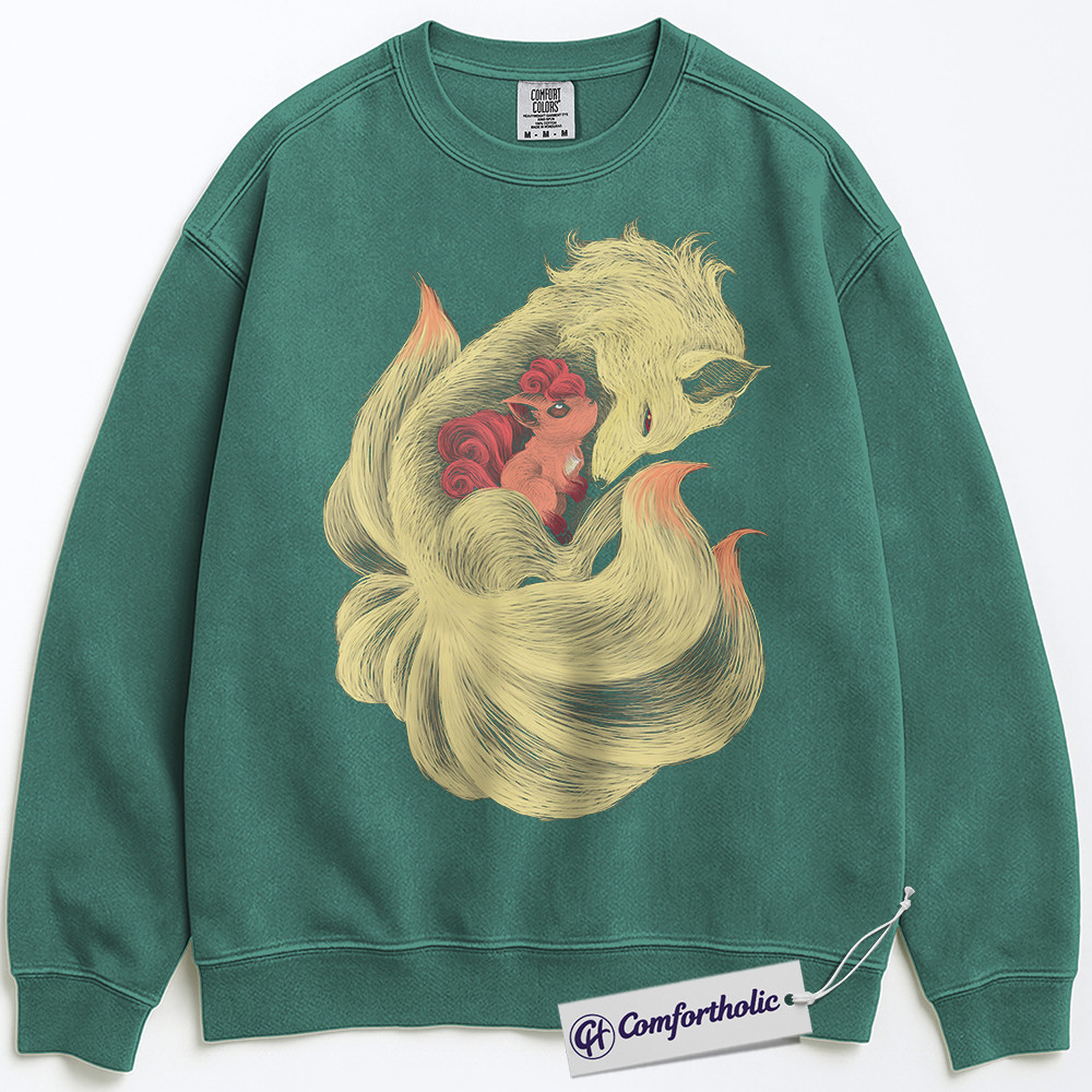 Ninetales Sweatshirt, Vulpix Sweatshirt, PKM Sweatshirt, Anime Graphic Pullover, Comfort Colors Sweatshirt - Image 7