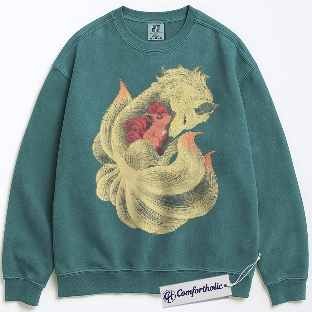 Ninetales Sweatshirt, Vulpix Sweatshirt, PKM Sweatshirt, Anime Graphic Pullover, Comfort Colors Sweatshirt - Image 8