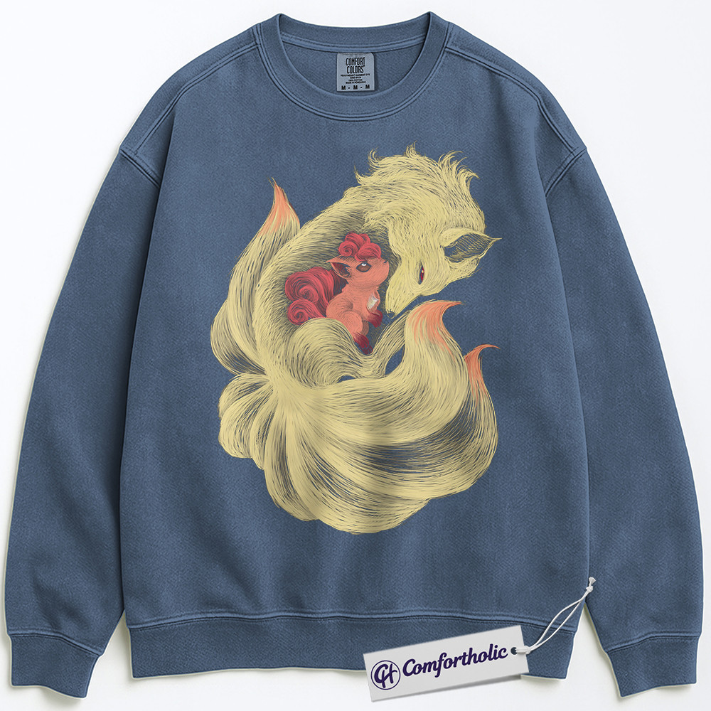 Ninetales Sweatshirt, Vulpix Sweatshirt, PKM Sweatshirt, Anime Graphic Pullover, Comfort Colors Sweatshirt - Image 9