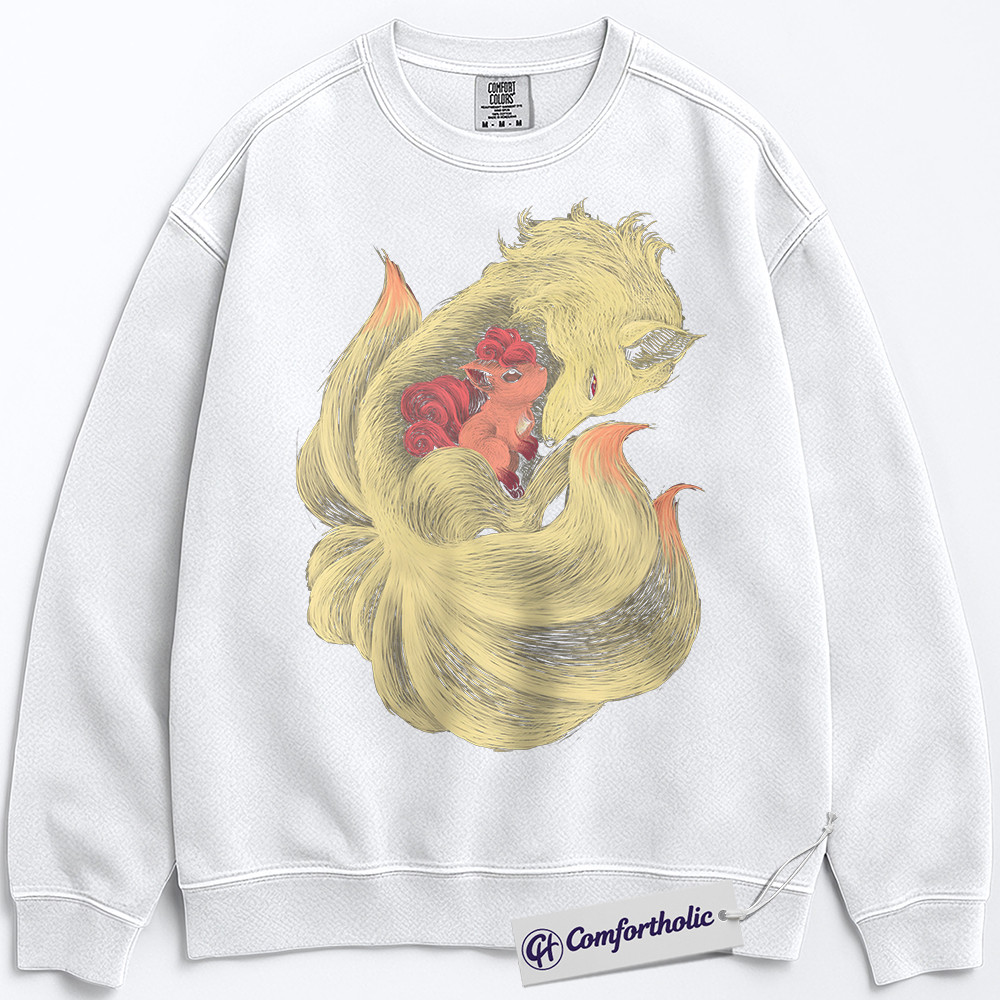 Ninetales Sweatshirt, Vulpix Sweatshirt, PKM Sweatshirt, Anime Graphic Pullover, Comfort Colors Sweatshirt - Image 3