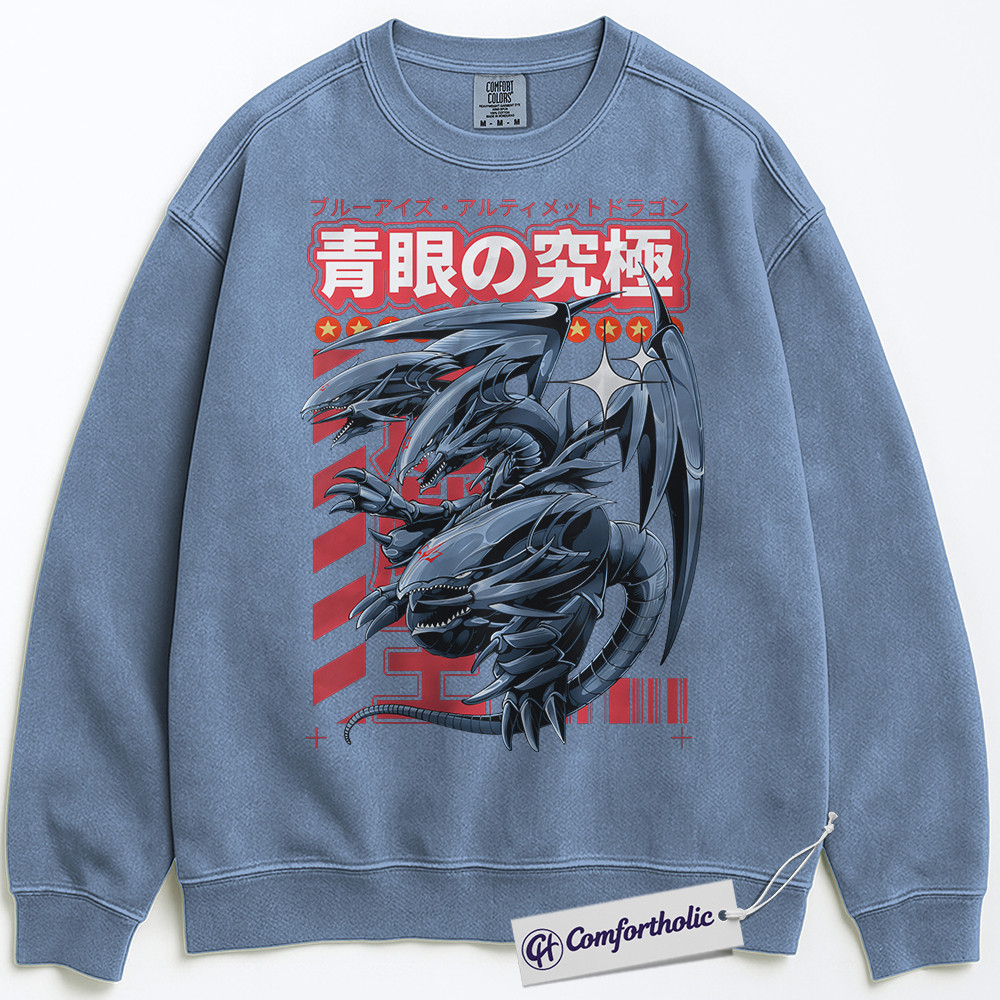 Blue Eyes Ultimate Dragon Sweatshirt, Anime Graphic Pullover, Comfort Colors Sweatshirt