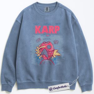 Alternative view of Jaws x Magikarp Sweatshirt, PKM Sweatshirt, Anime Graphic Pullover, Comfort Colors Sweatshirt