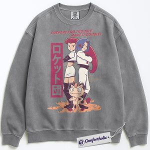 Alternative view of Team Rocket Sweatshirt, PKM Sweatshirt, Anime Graphic Pullover, Comfort Colors Sweatshirt