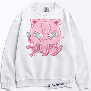 Alternative view of Jigglypuff Sweatshirt, PKM Sweatshirt, Anime Graphic Pullover, Comfort Colors Sweatshirt