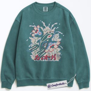 Alternative view of Kyogre Sweatshirt, PKM Sweatshirt, Anime Graphic Pullover, Comfort Colors Sweatshirt