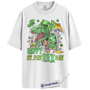 Alternative view of St Patrick’s Day Dinosaur Shirt, Funny T-Rex Leprechaun Graphic Tee, St Pat Rex Dino Lover T-Shirt, St Paddy’s Day Gift for Dino Fans, Comfort Colors Shirt