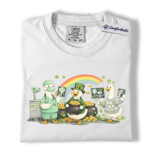 Alternative view of St Patrick's Day Radiology Shirt, Cute Lucky Duck Leprechaun Graphic Tee, X Ray Tech Radiologic Technologist T-Shirt, Irish Holiday Gift for Radiology Staff, Comfort Colors Shirt
