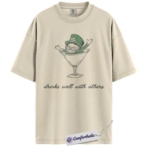 St Patrick’s Day Drinking Shirt, Funny Leprechaun Martini Graphic Tee, Irish Party Bar Crawl T-Shirt, St Paddy’s Day Gift for Friends, Comfort Colors Shirt