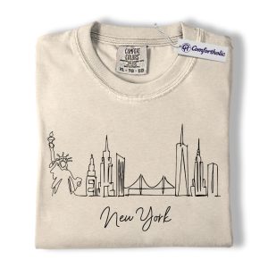 New York City Shirt, Minimalist NYC Skyline Line Art Graphic Tee, New York Souvenir Travel T-Shirt, Gift for New York Lovers, Comfort Colors Shirt