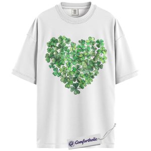 Alternative view of Shamrock Heart Shirt, Clover Leaf St Patrick's Day Graphic Tee, Lucky Irish Green T-Shirt, St Paddy's Day Gift for Women Friends & Family, Comfort Colors Shirt