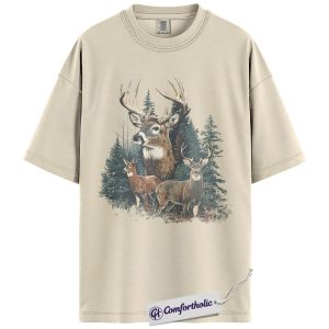 Deer Hunting Shirt, Vintage Wildlife Forest Graphic Tee, Whitetail Buck Outdoor T-Shirt, Gift for Hunters & Nature Lovers, Comfort Colors Shirt