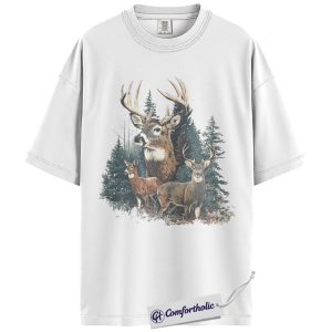 Alternative view of Deer Hunting Shirt, Vintage Wildlife Forest Graphic Tee, Whitetail Buck Outdoor T-Shirt, Gift for Hunters & Nature Lovers, Comfort Colors Shirt