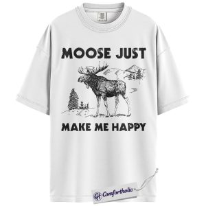 Alternative view of Moose Lover Shirt, Vintage Moose Graphic Tee, Funny Wildlife Lover T-Shirt, Gift for Hikers & Campers, Comfort Colors Shirt
