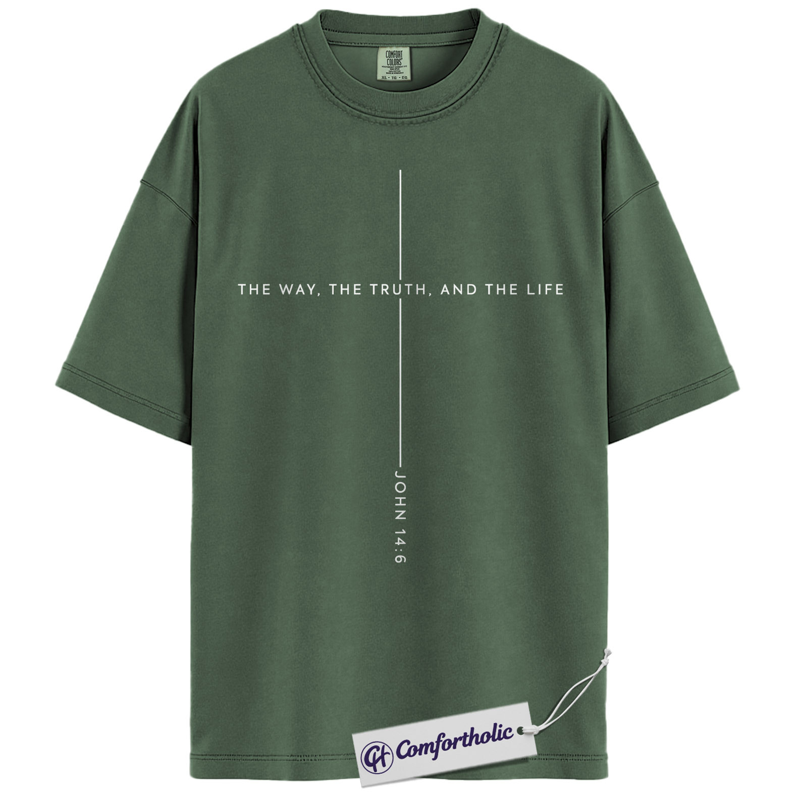 John 14:6 Shirt, Minimalist Bible Verse Graphic Tee, Christian Faith Jesus T-Shirt, Church Gift for Men & Women, Comfort Colors Shirt - Image 5