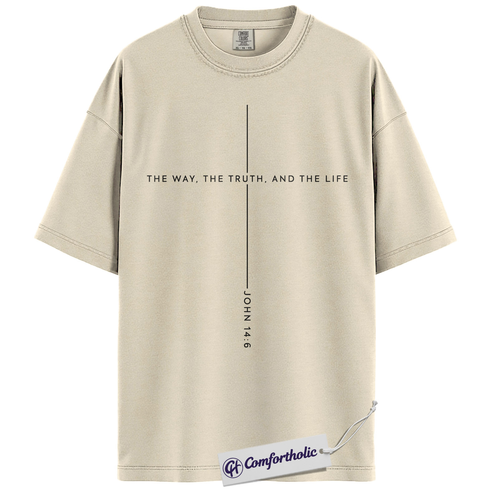 John 14:6 Shirt, Minimalist Bible Verse Graphic Tee, Christian Faith Jesus T-Shirt, Church Gift for Men & Women, Comfort Colors Shirt - Image 4