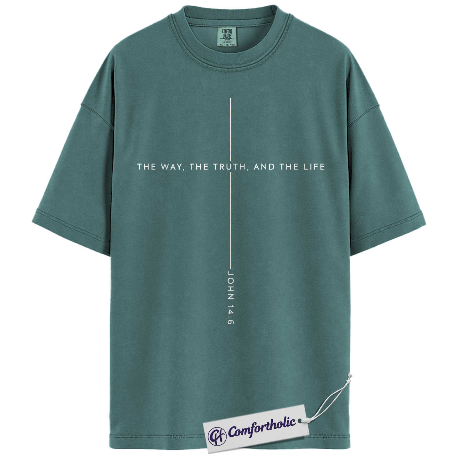 John 14:6 Shirt, Minimalist Bible Verse Graphic Tee, Christian Faith Jesus T-Shirt, Church Gift for Men & Women, Comfort Colors Shirt - Image 11
