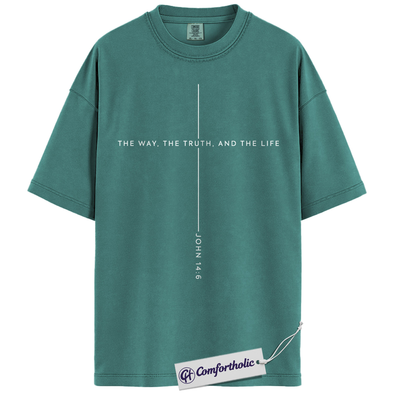 John 14:6 Shirt, Minimalist Bible Verse Graphic Tee, Christian Faith Jesus T-Shirt, Church Gift for Men & Women, Comfort Colors Shirt - Image 13
