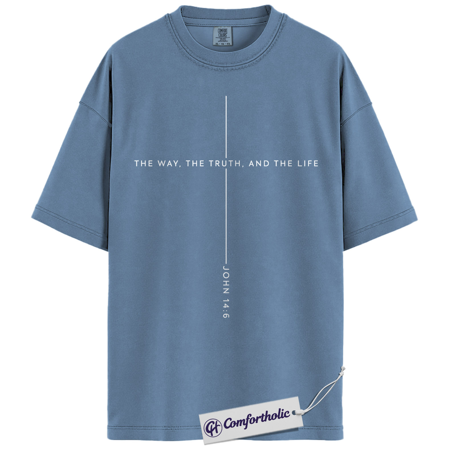 John 14:6 Shirt, Minimalist Bible Verse Graphic Tee, Christian Faith Jesus T-Shirt, Church Gift for Men & Women, Comfort Colors Shirt - Image 17