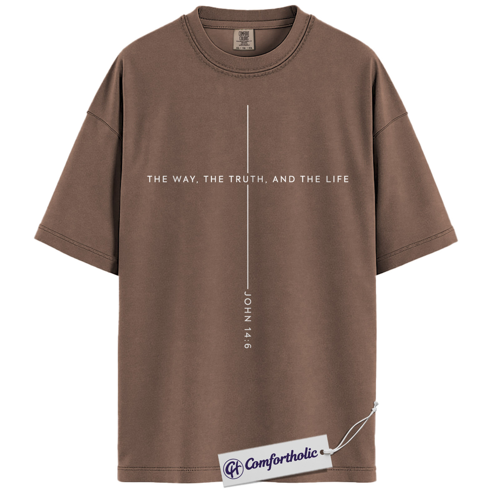 John 14:6 Shirt, Minimalist Bible Verse Graphic Tee, Christian Faith Jesus T-Shirt, Church Gift for Men & Women, Comfort Colors Shirt - Image 19