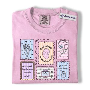 Cardiology Nurse Shirt, Cute Heart Stethoscope Graphic Tee, Cardiac RN CNA T-Shirt, Nurse Week Gift for Heart Nurses, Comfort Colors Shirt