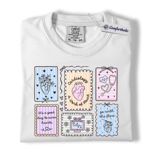 Alternative view of Cardiology Nurse Shirt, Cute Heart Stethoscope Graphic Tee, Cardiac RN CNA T-Shirt, Nurse Week Gift for Heart Nurses, Comfort Colors Shirt