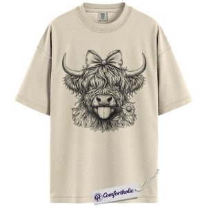 Highland Cow Shirt, Cute Cow Sketch Graphic Tee, Farm Animal Lover T-Shirt, Funny Gift for Cow Lovers, Comfort Colors Shirt