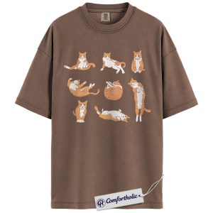 Orange Tabby Cat Shirt, Cute Cat Poses Graphic Tee, Funny Pet Lover T-Shirt, Gift for Cat Moms, Comfort Colors Shirt