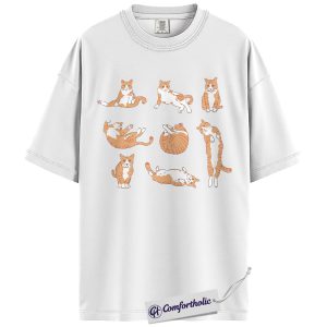 Alternative view of Orange Tabby Cat Shirt, Cute Cat Poses Graphic Tee, Funny Pet Lover T-Shirt, Gift for Cat Moms, Comfort Colors Shirt