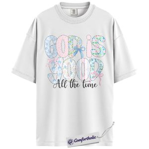 Alternative view of God Is Good Shirt, Floral Coquette Bow Christian Graphic Tee, Faith Quote Worship T-Shirt, Church Gift for Women Girls & Teens, Comfort Colors Shirt