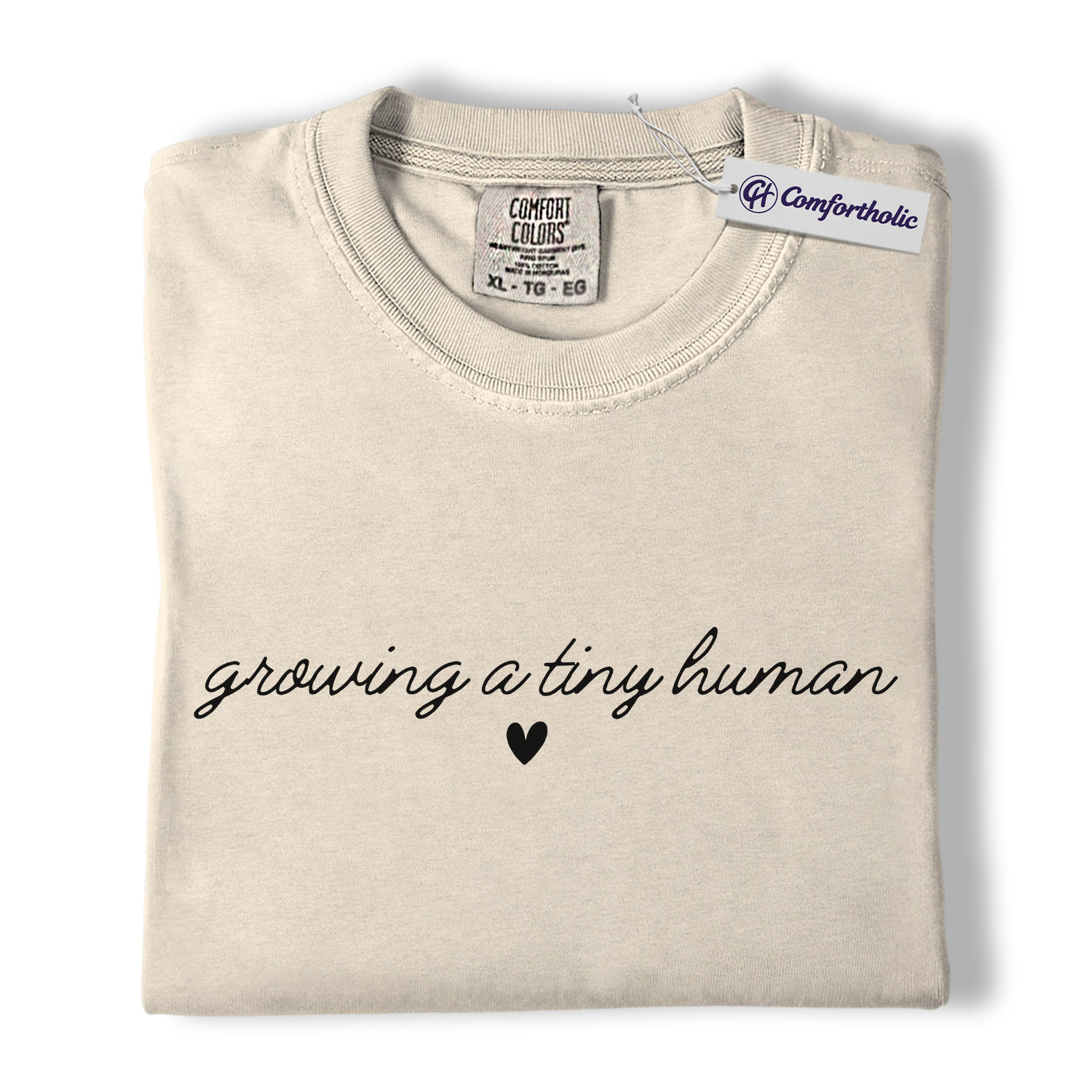 Pregnancy Announcement Shirt, Script Growing a Tiny Human Heart Graphic Tee, Mom To Be Maternity T-Shirt, Baby Shower Gift for Expecting Moms, Comfort Colors Shirt - Image 5