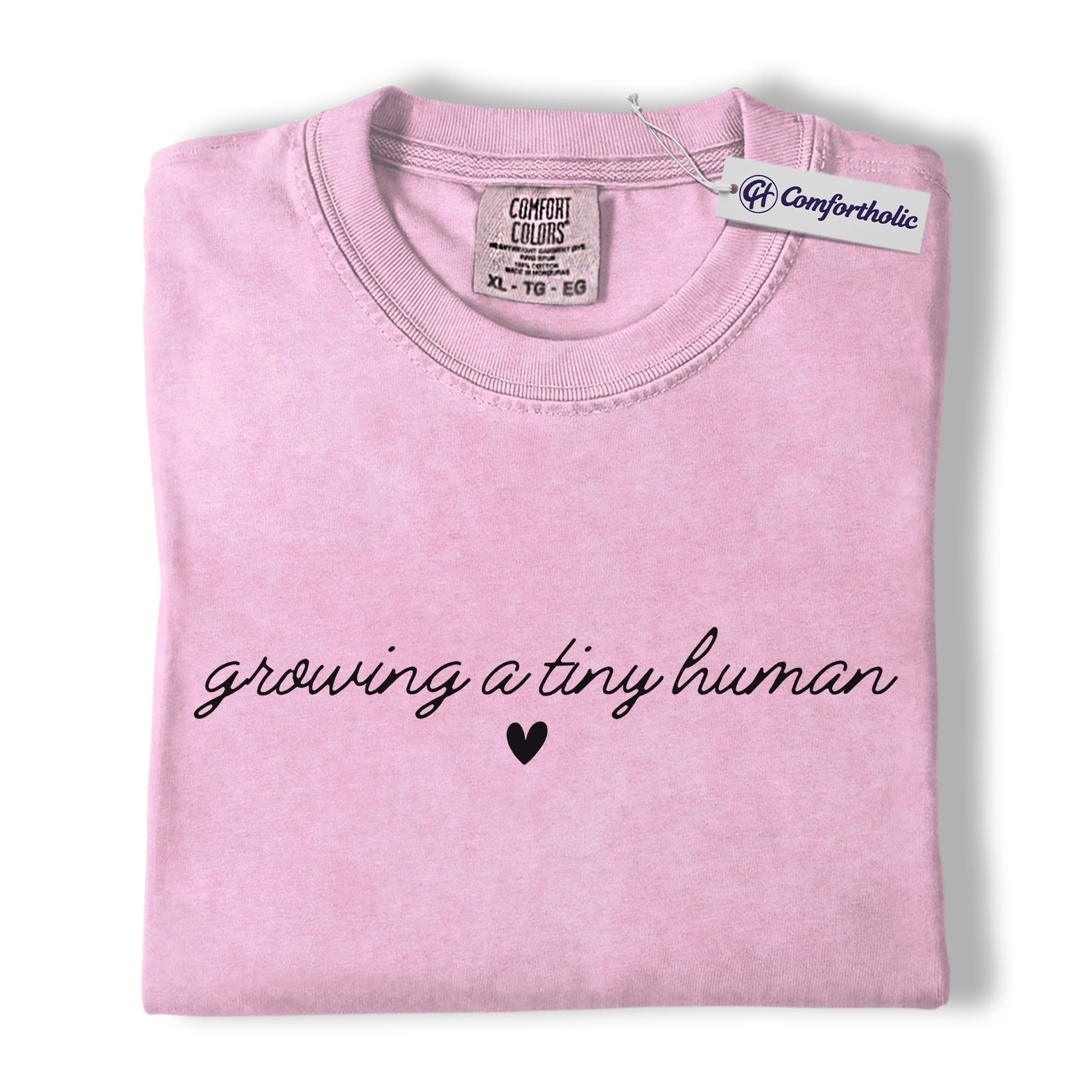 Pregnancy Announcement Shirt, Script Growing a Tiny Human Heart Graphic Tee, Mom To Be Maternity T-Shirt, Baby Shower Gift for Expecting Moms, Comfort Colors Shirt - Image 9