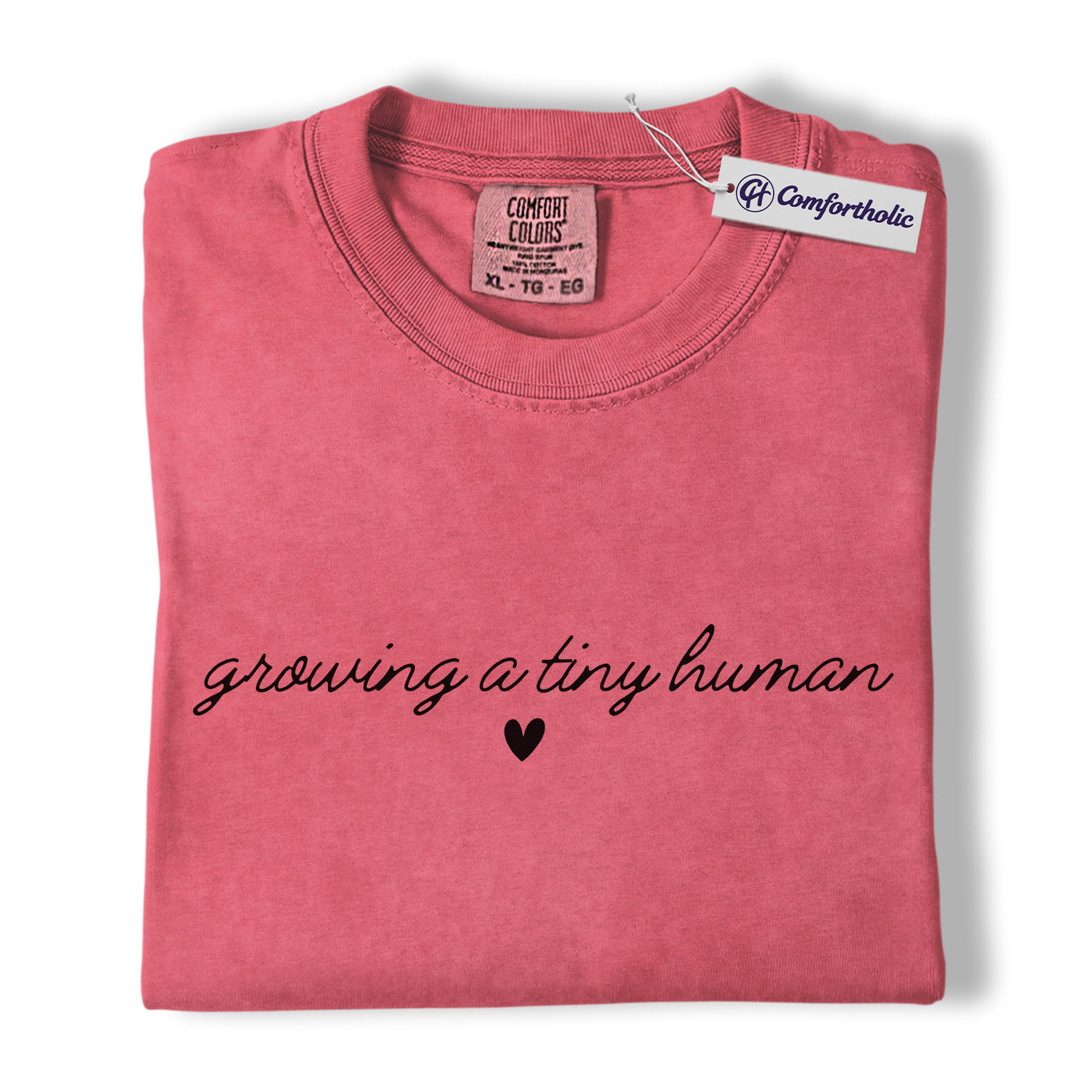 Pregnancy Announcement Shirt, Script Growing a Tiny Human Heart Graphic Tee, Mom To Be Maternity T-Shirt, Baby Shower Gift for Expecting Moms, Comfort Colors Shirt - Image 10