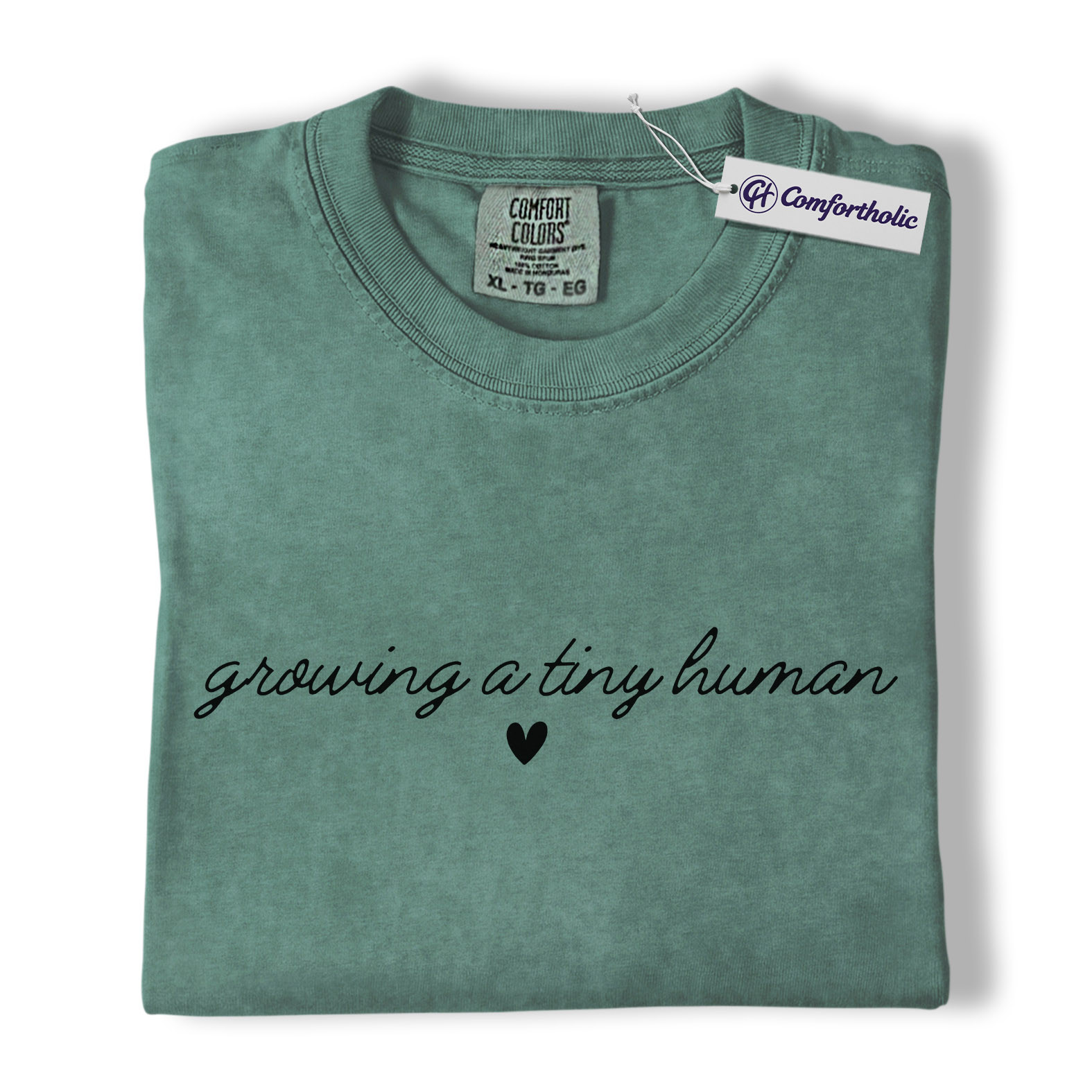 Pregnancy Announcement Shirt, Script Growing a Tiny Human Heart Graphic Tee, Mom To Be Maternity T-Shirt, Baby Shower Gift for Expecting Moms, Comfort Colors Shirt - Image 11