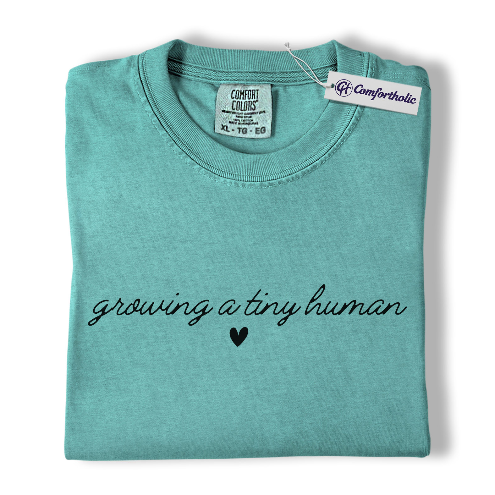 Pregnancy Announcement Shirt, Script Growing a Tiny Human Heart Graphic Tee, Mom To Be Maternity T-Shirt, Baby Shower Gift for Expecting Moms, Comfort Colors Shirt - Image 14