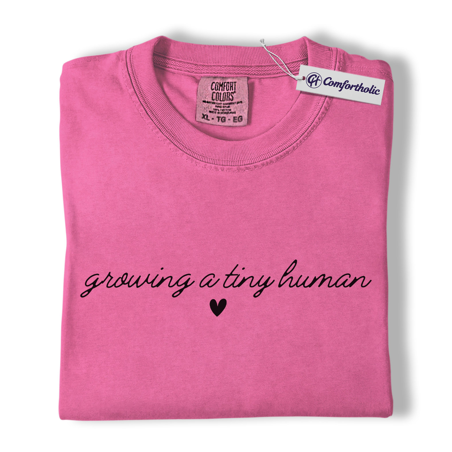 Pregnancy Announcement Shirt, Script Growing a Tiny Human Heart Graphic Tee, Mom To Be Maternity T-Shirt, Baby Shower Gift for Expecting Moms, Comfort Colors Shirt - Image 17