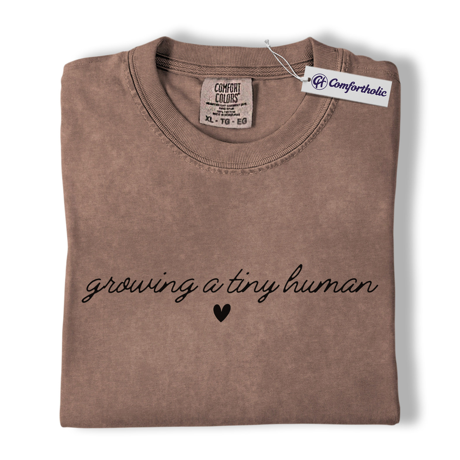 Pregnancy Announcement Shirt, Script Growing a Tiny Human Heart Graphic Tee, Mom To Be Maternity T-Shirt, Baby Shower Gift for Expecting Moms, Comfort Colors Shirt