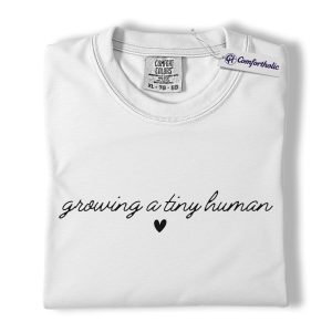 Alternative view of Pregnancy Announcement Shirt, Script Growing a Tiny Human Heart Graphic Tee, Mom To Be Maternity T-Shirt, Baby Shower Gift for Expecting Moms, Comfort Colors Shirt
