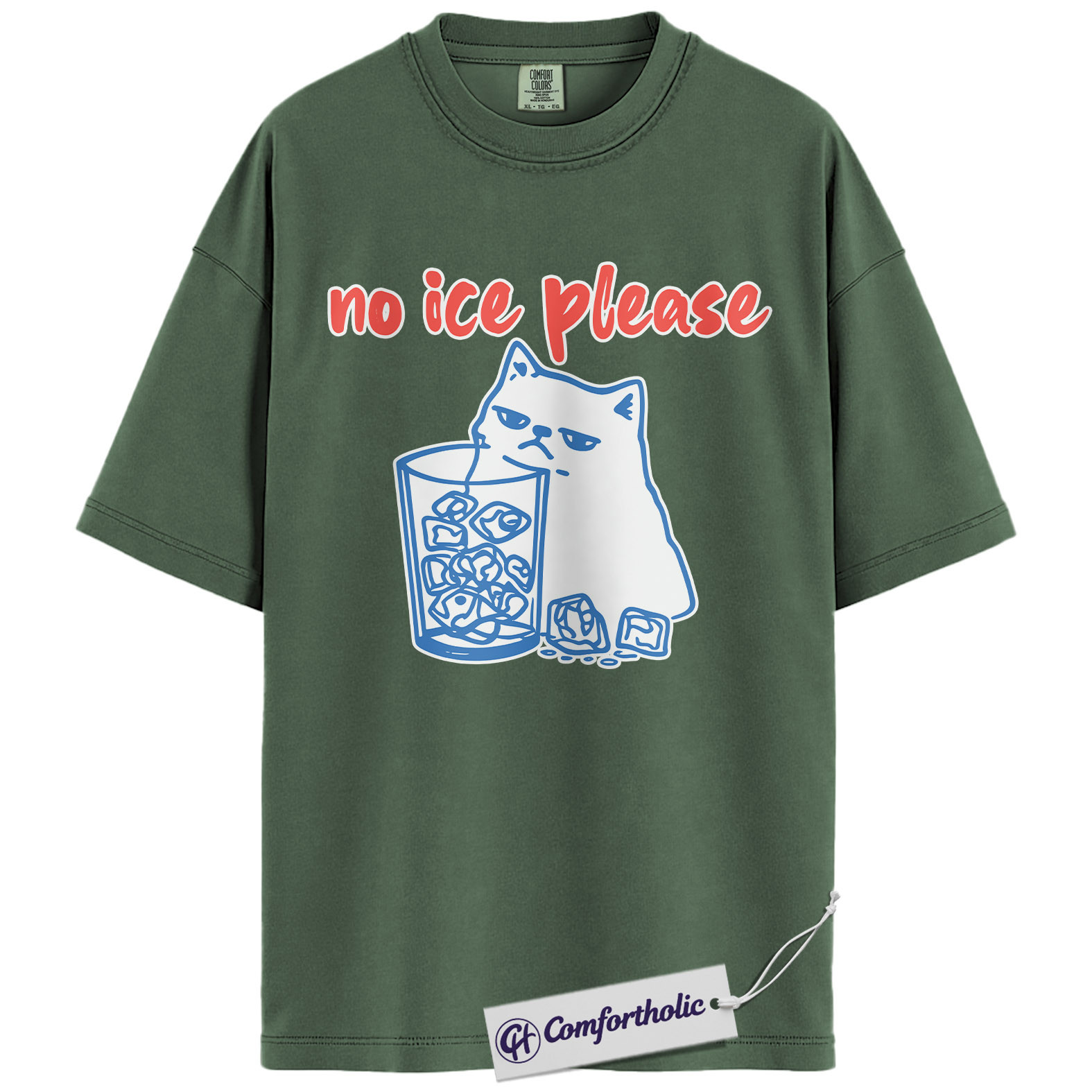 No Ice Please Cat Shirt, Sassy Line Art Kitty Graphic Tee, Funny Beverage Humor T-Shirt, Gift for Cat Moms, Comfort Colors Shirt - Image 5