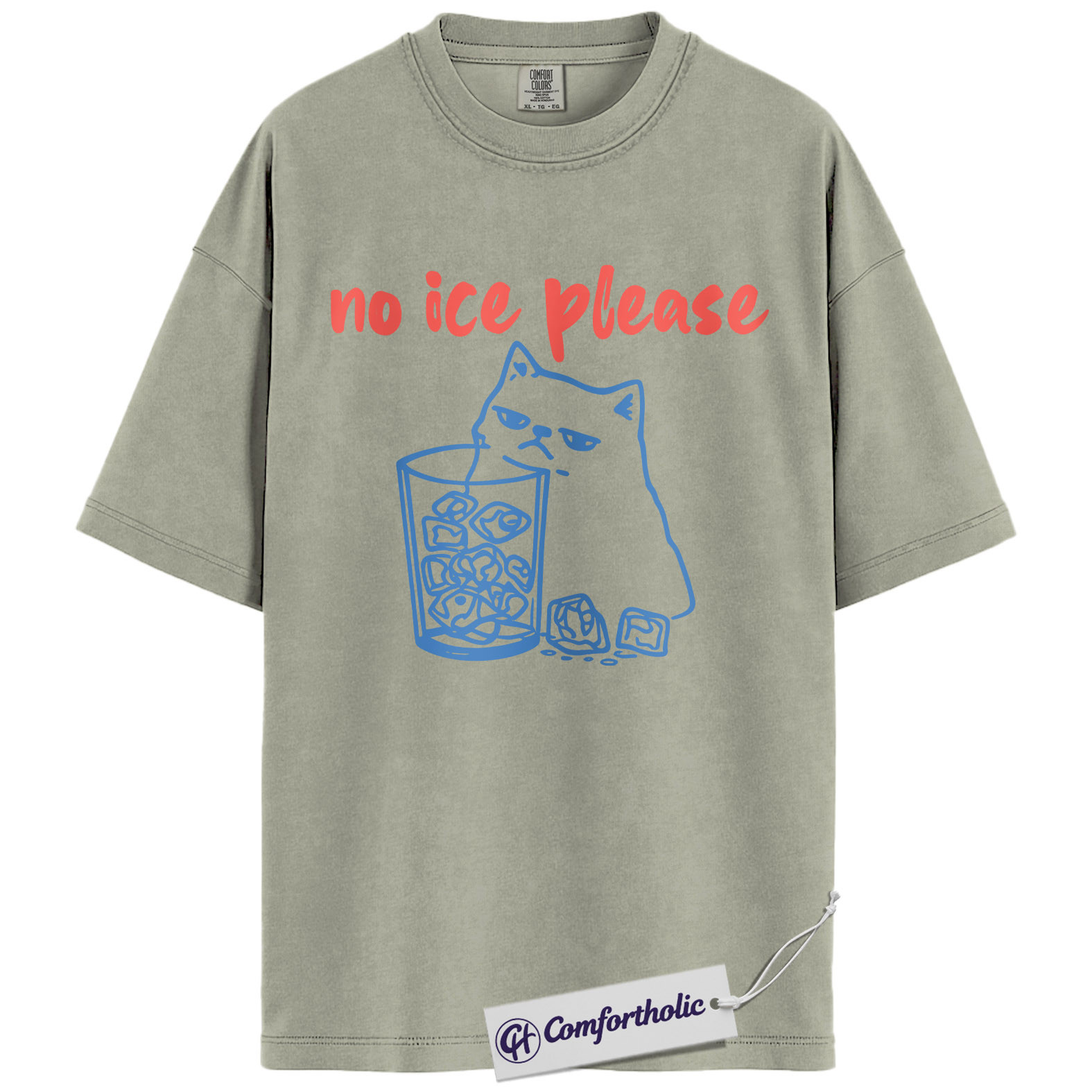 No Ice Please Cat Shirt, Sassy Line Art Kitty Graphic Tee, Funny Beverage Humor T-Shirt, Gift for Cat Moms, Comfort Colors Shirt - Image 6