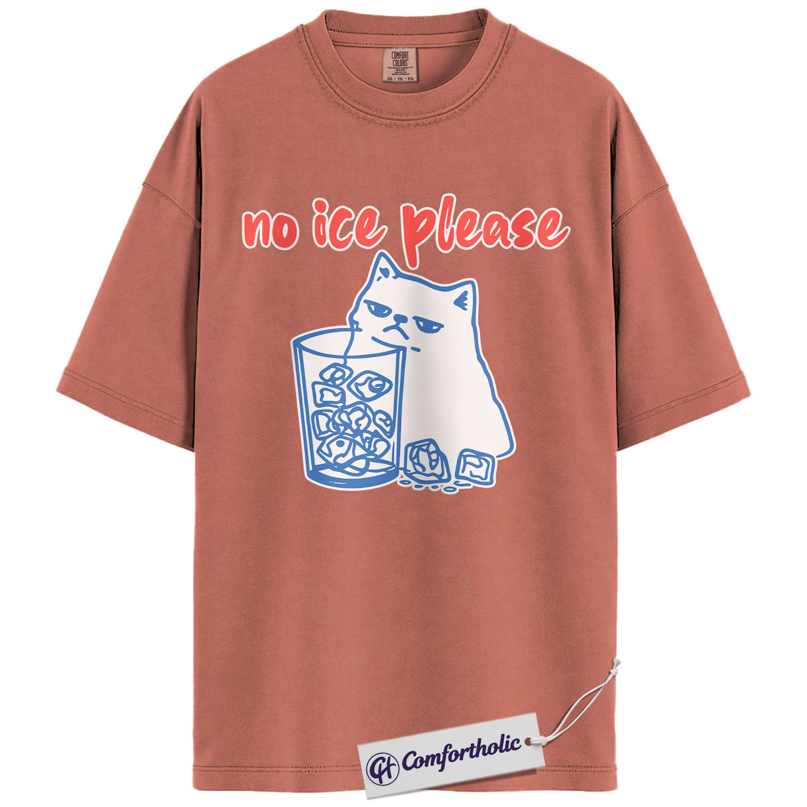 No Ice Please Cat Shirt, Sassy Line Art Kitty Graphic Tee, Funny Beverage Humor T-Shirt, Gift for Cat Moms, Comfort Colors Shirt - Image 7
